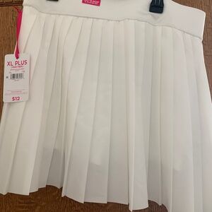 NWT Justice Girls Sport Pleated Skirt w Shorts Tech Pocket White XL Plus 16P/18P